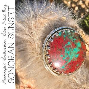 Inlaid Sonoran Sunset Silver Ring